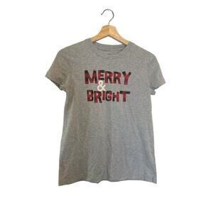 Wondershop Christmas Shirt Gray Merry and Bright Buffalo Plaid Women's Size XS